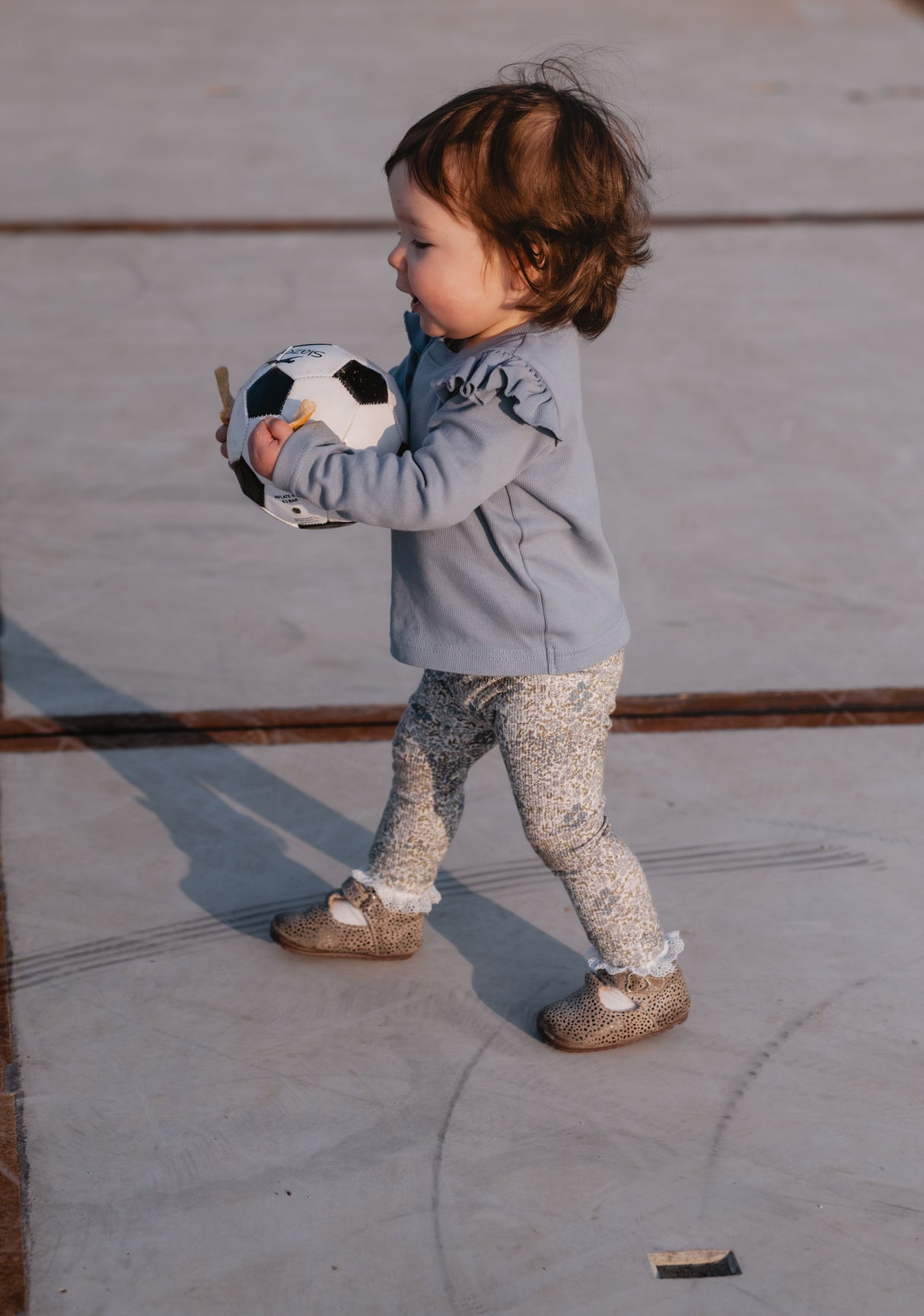 Legging rib bloesem blauw