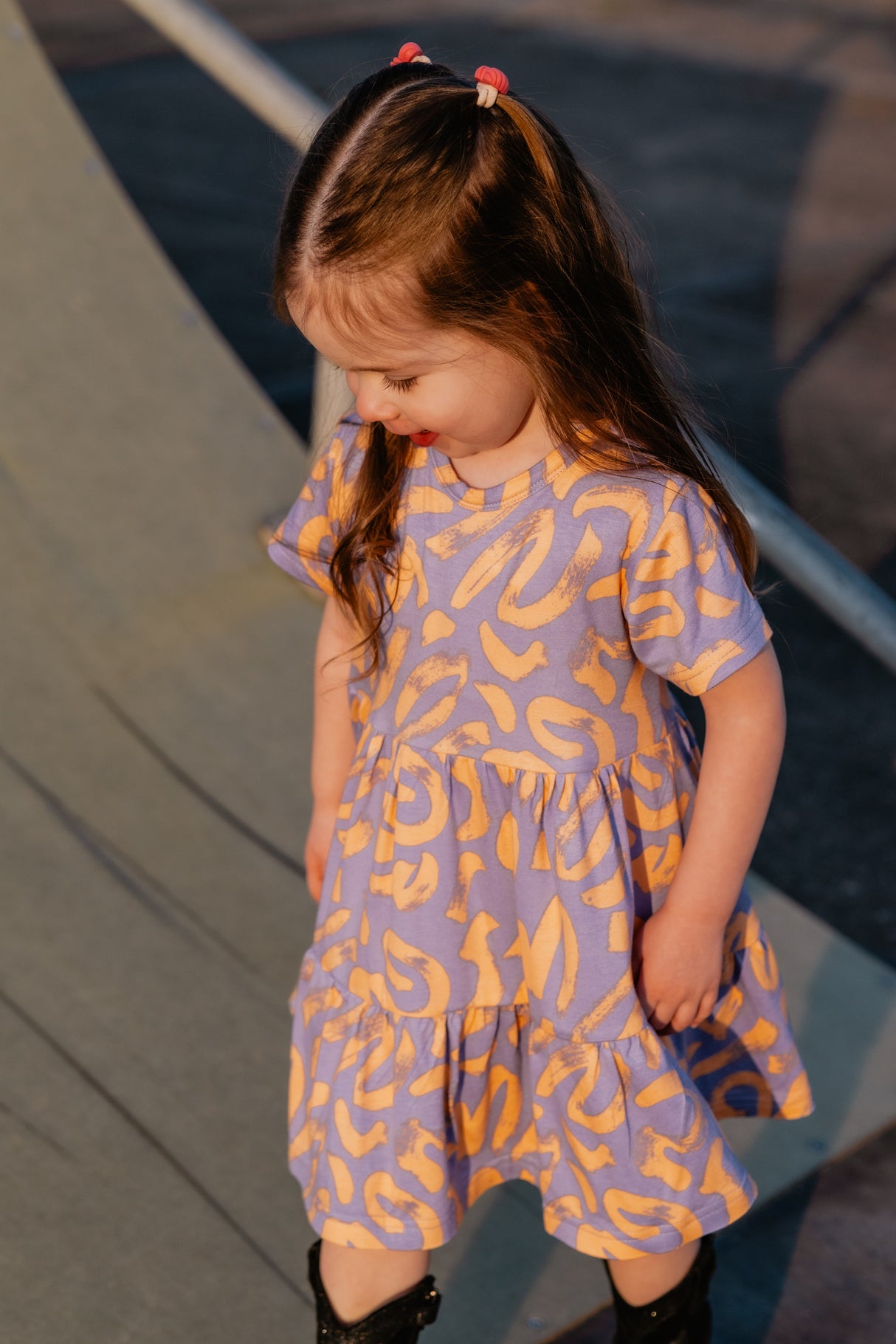 Jurk Isabelle graphic lila / oranje