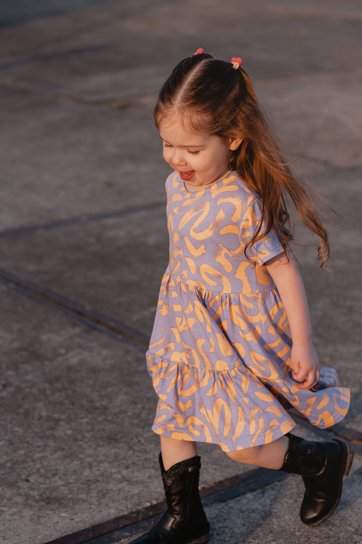 Jurk Isabelle graphic lila / oranje