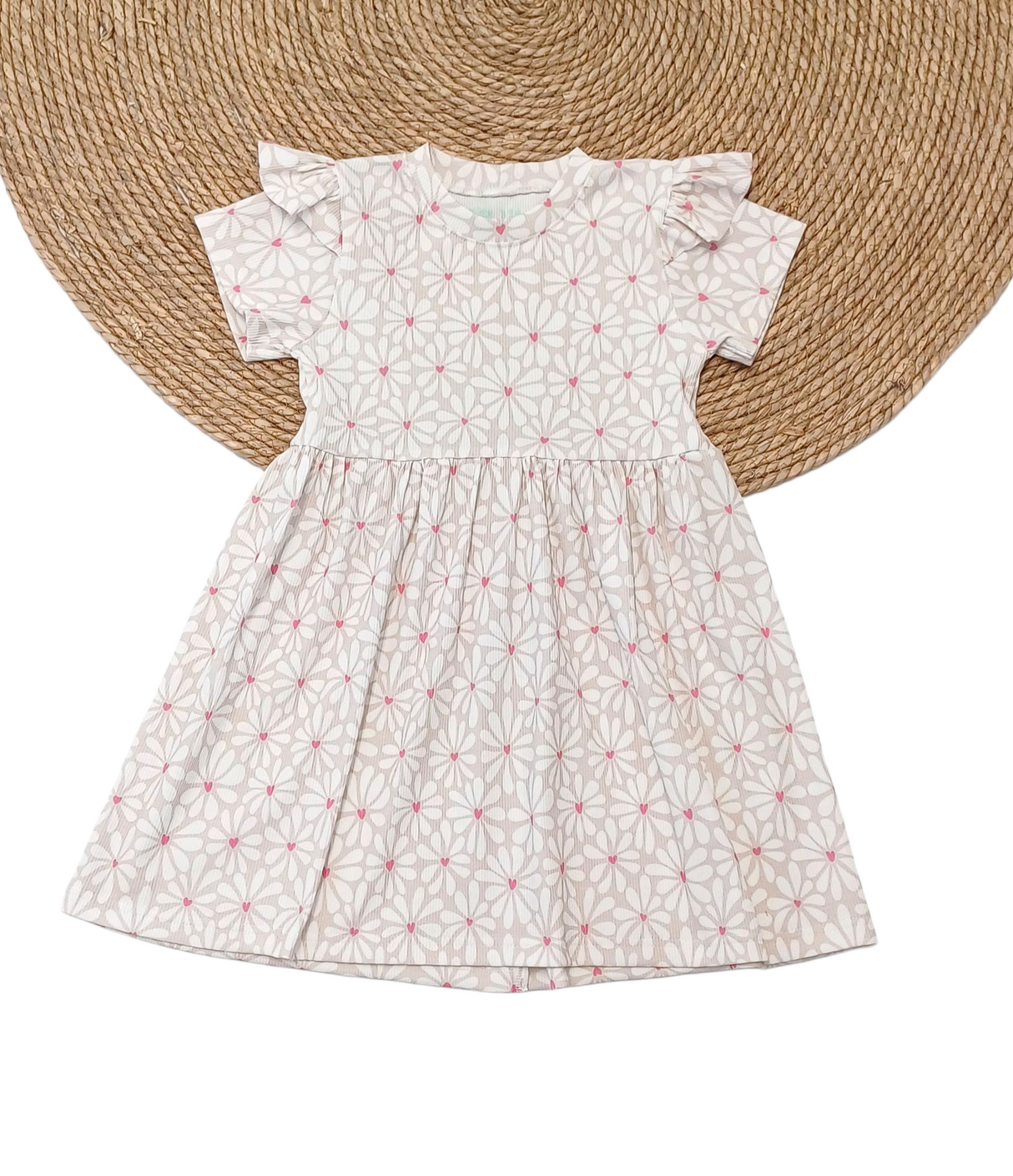 Jurk Kiki floral hearts (rib)