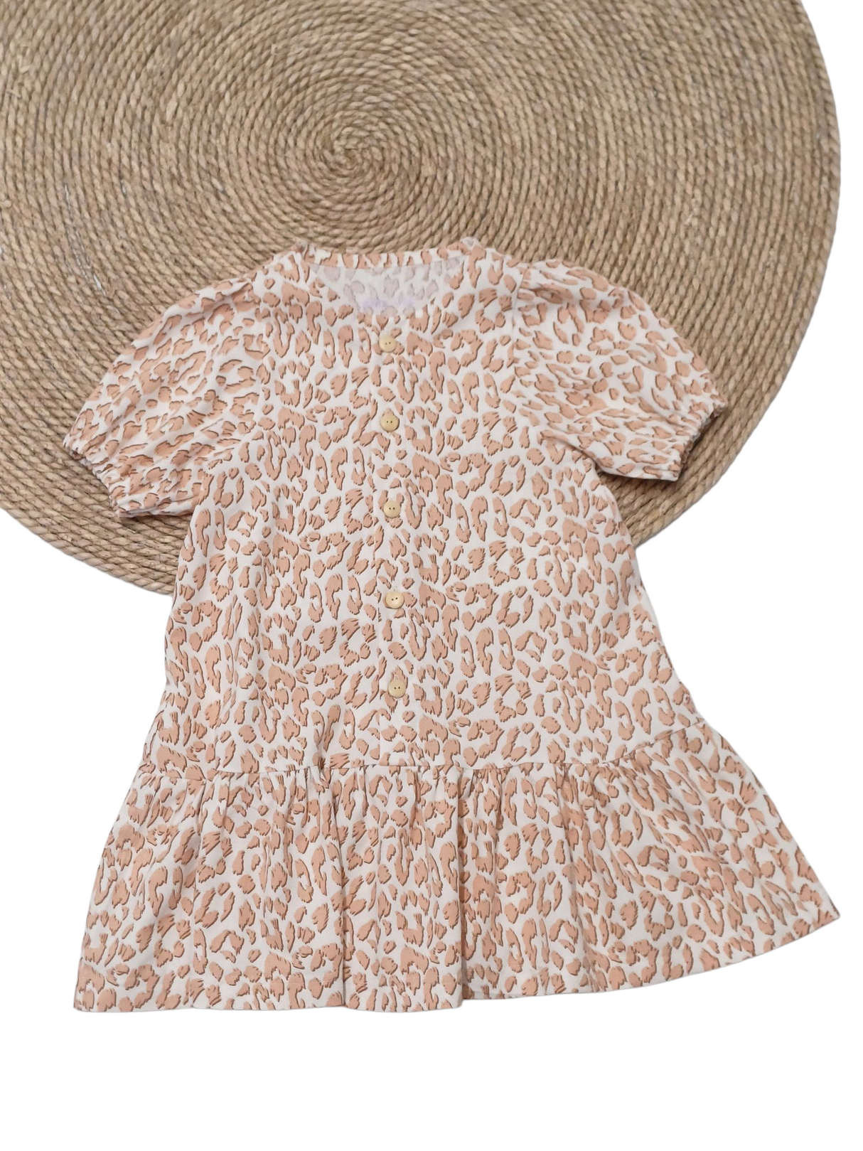 Dropwaist jurk Isis linnen leopard love