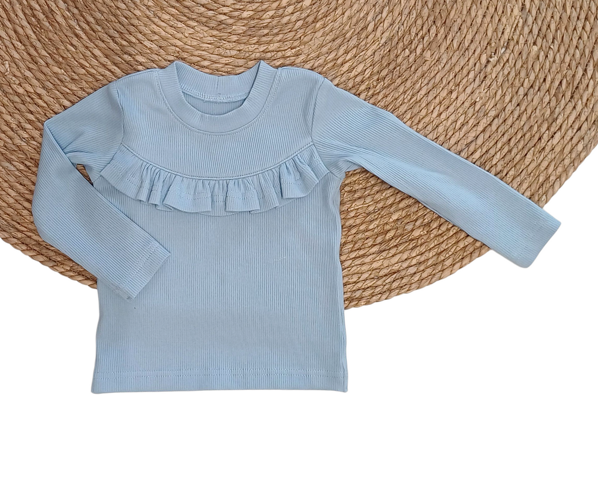 Longsleeve Madeleine hemelsblauw fijne rib