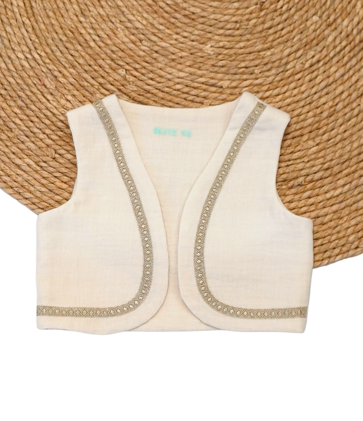 Gilet hydrofiel crème met sierband