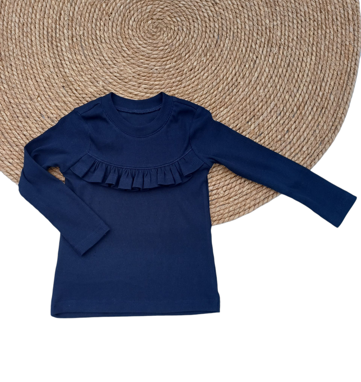 Longsleeve Madeleine blauw fijne rib