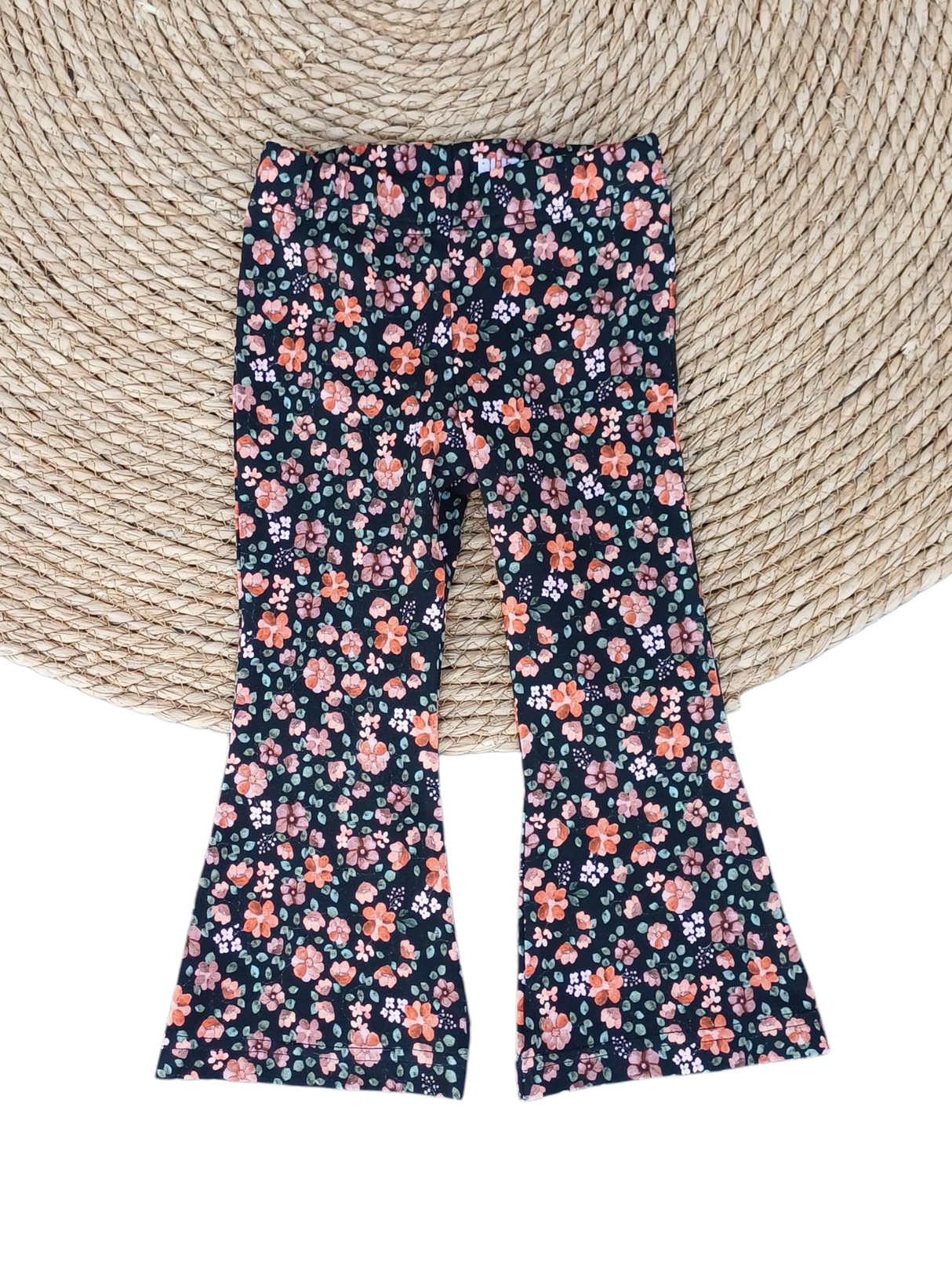 Flared broek rusty flowers