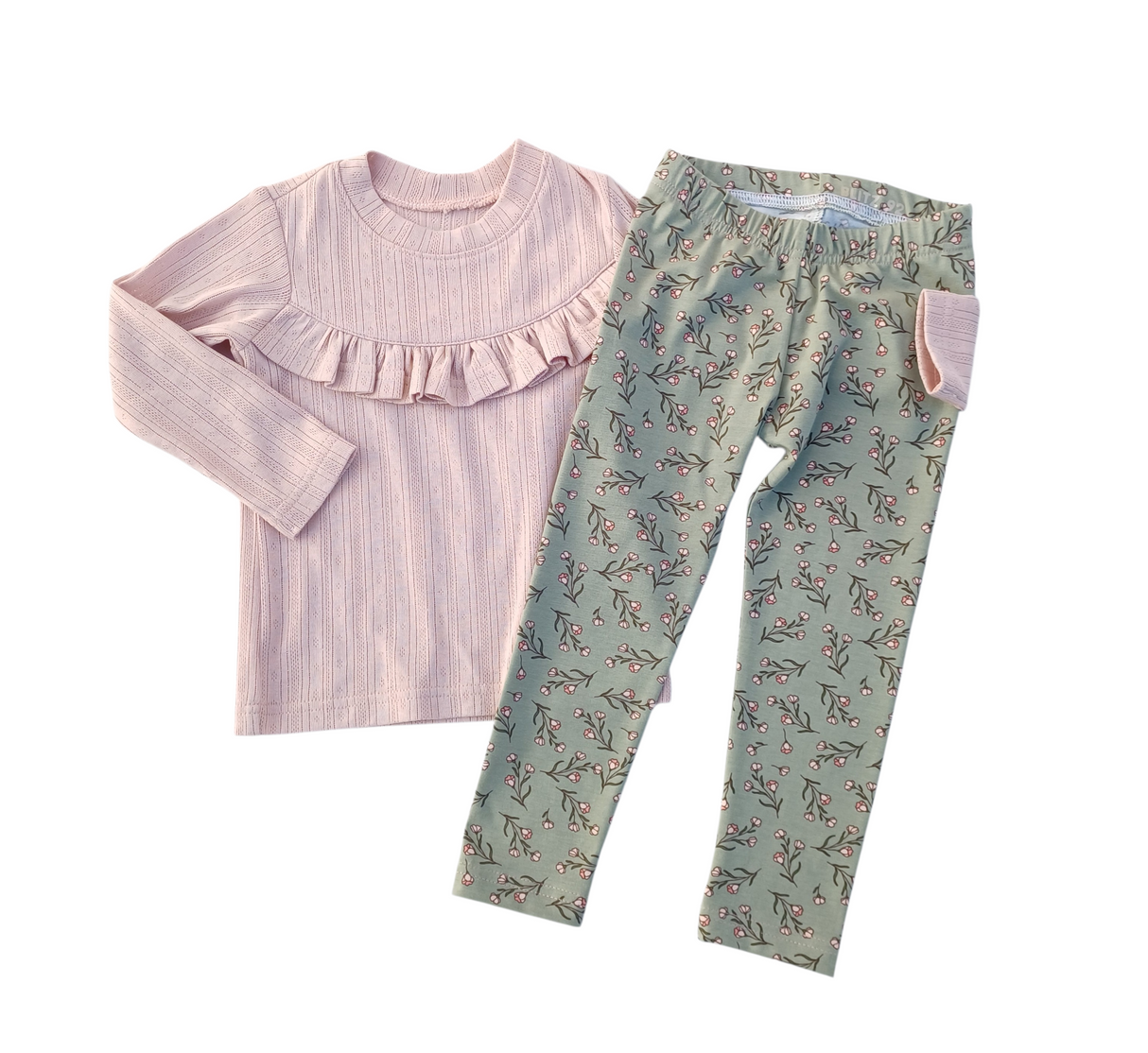 Legging pink on green