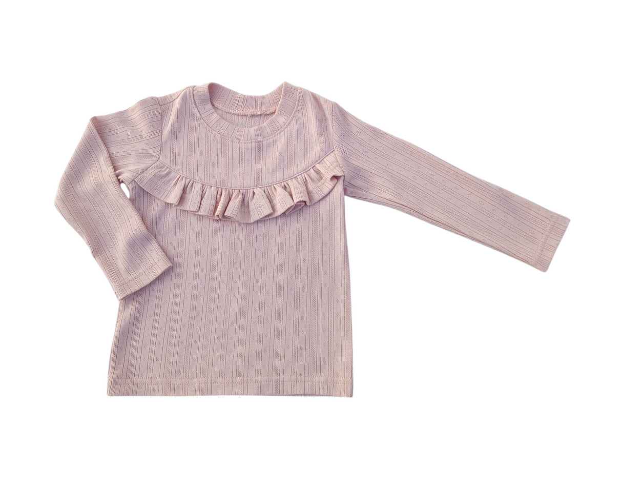 Longsleeve Madeleine ajour zacht roze