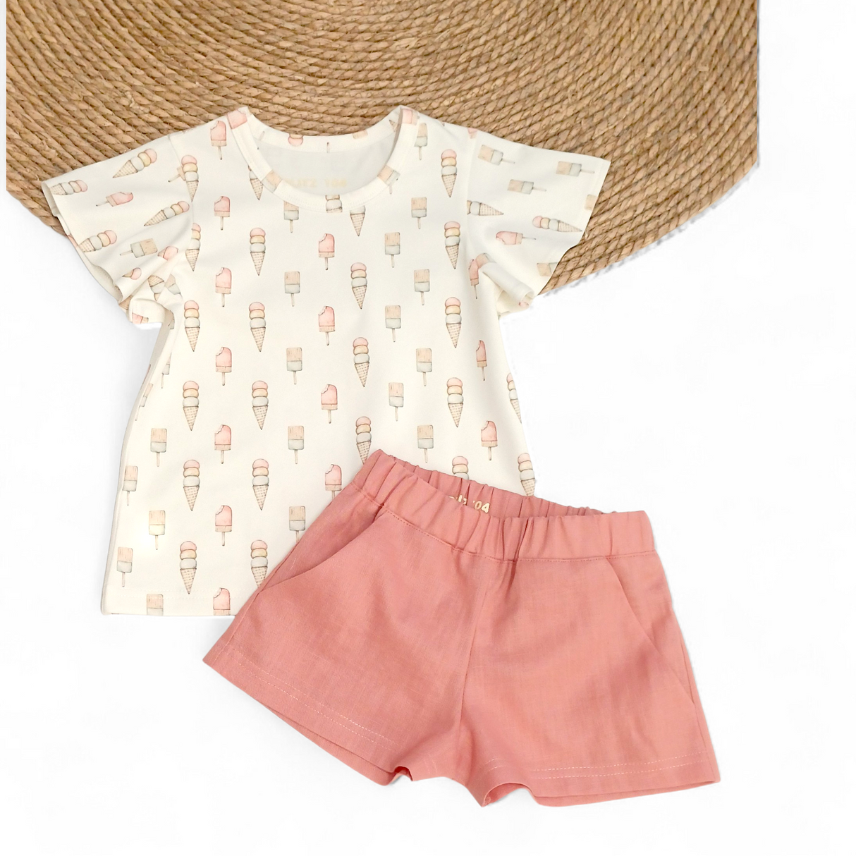 Short Indy summer pink linnen