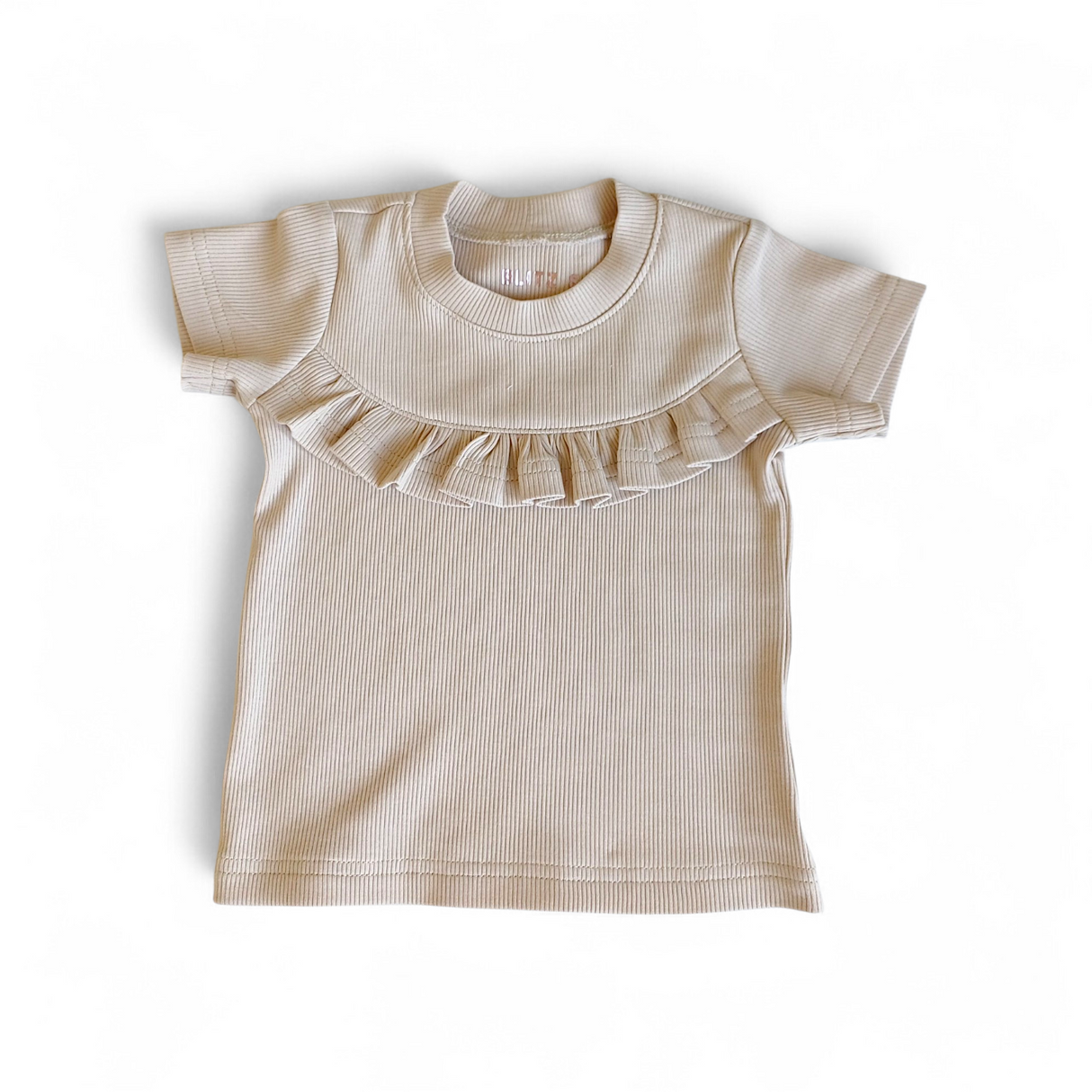 T-shirt Madeleine fijne rib zand/beige
