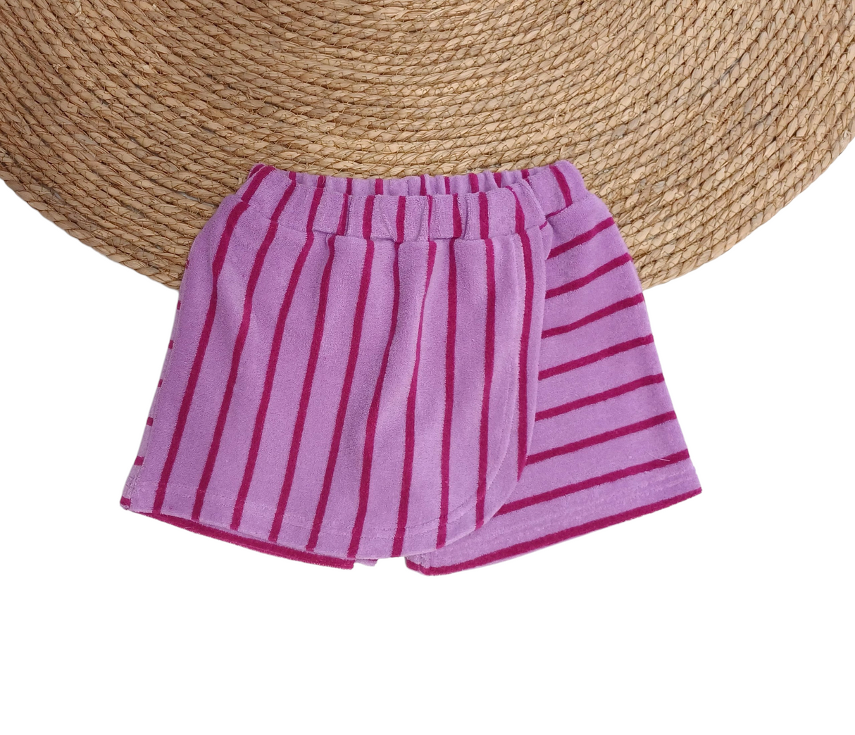 Skort Isa badstof lila/roze gestreept