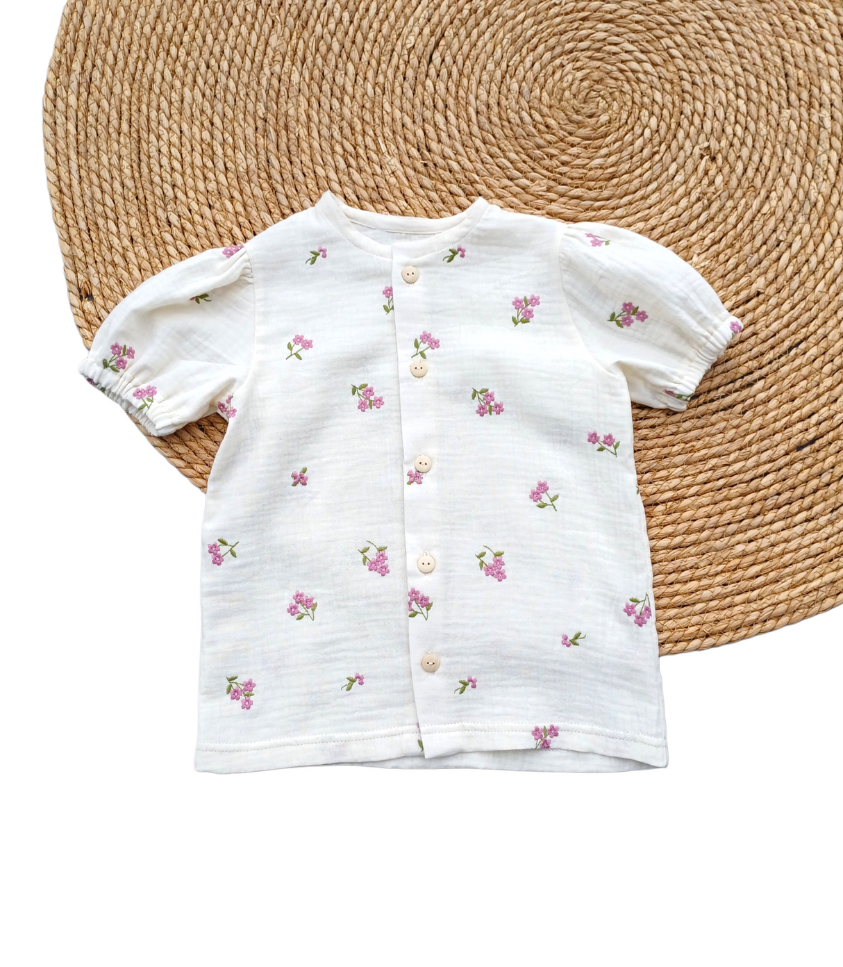 Blouse Fay broderie crème bloem&groen