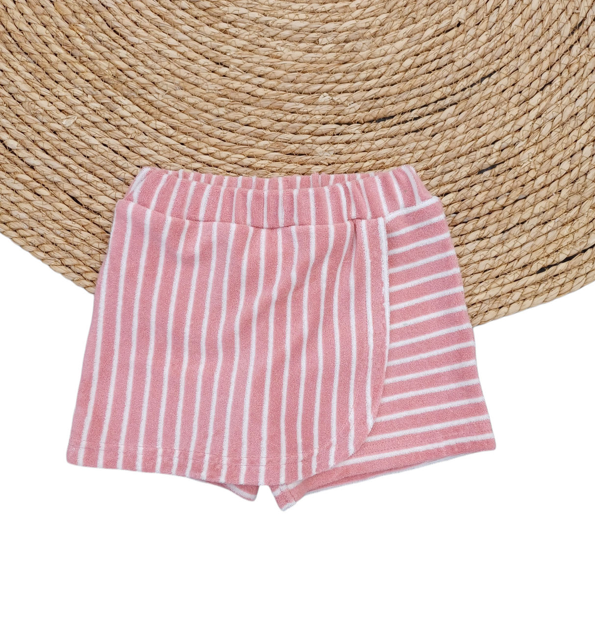 Skort Isa badstof roze/ecru gestreept