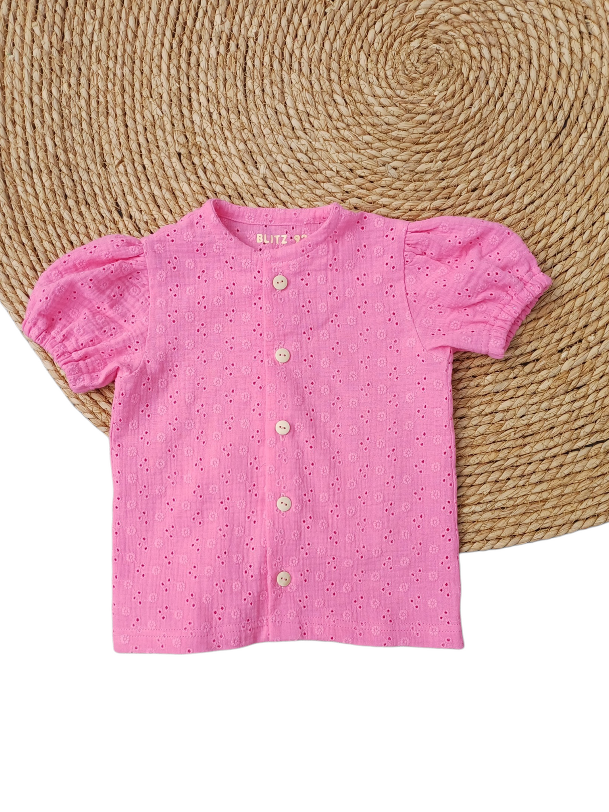 Blouse Fay broderie bloem hot pink