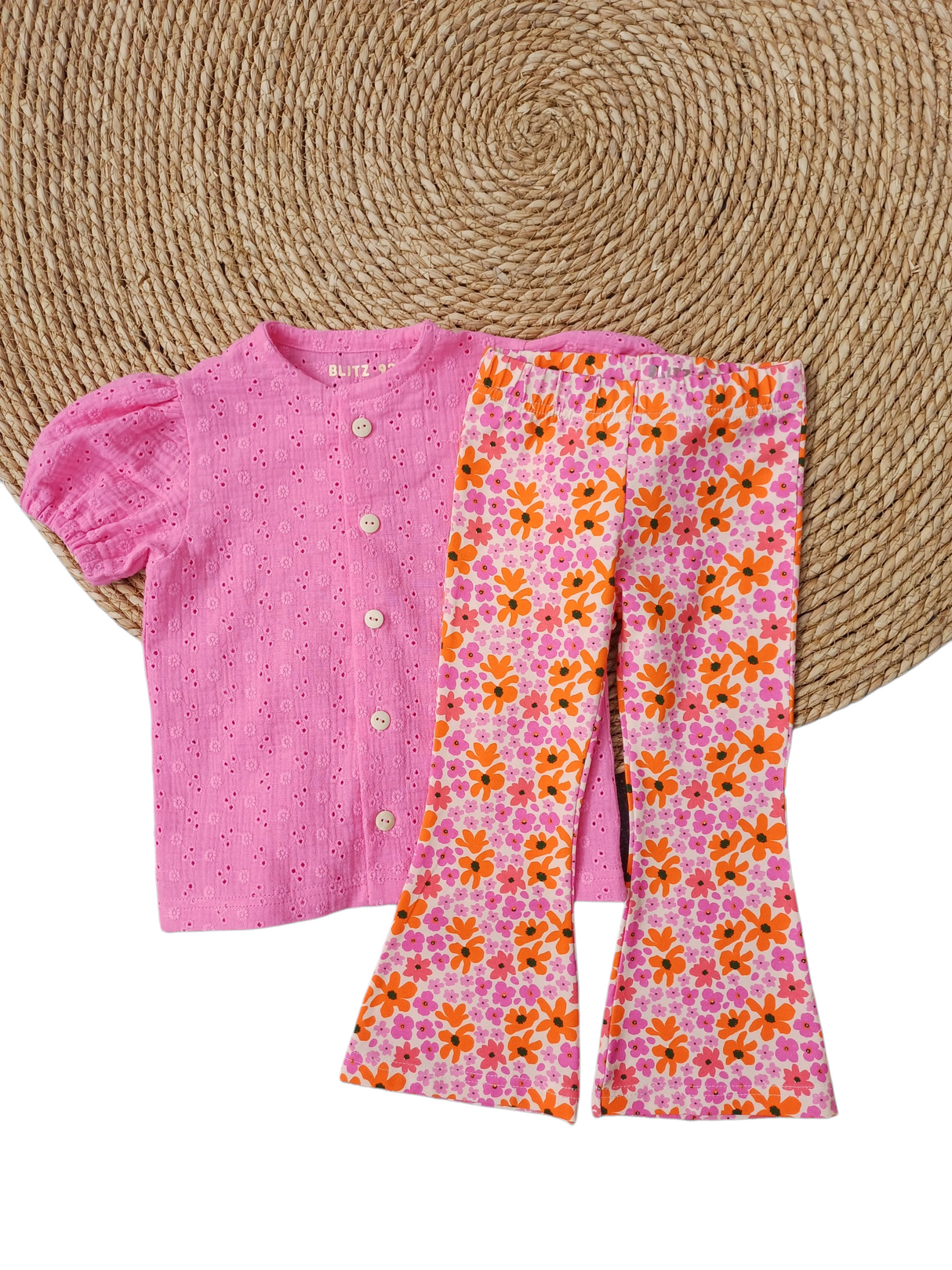 Blouse Fay broderie bloem hot pink