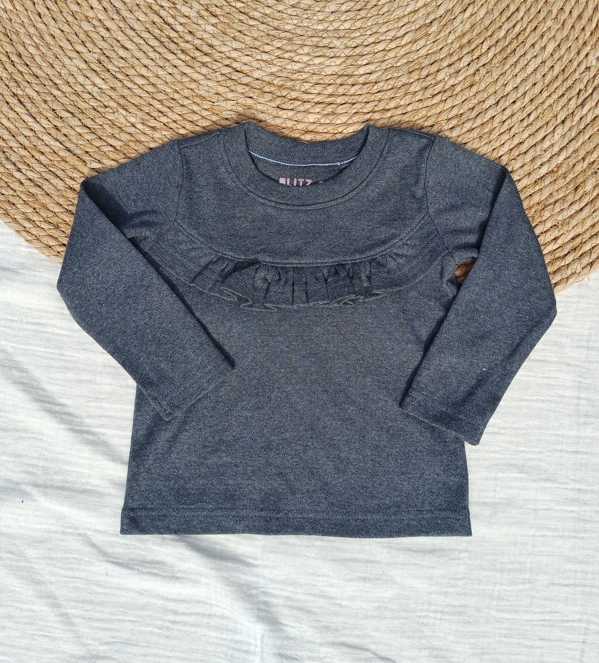 Longsleeve Madeleine ajour donker grijs