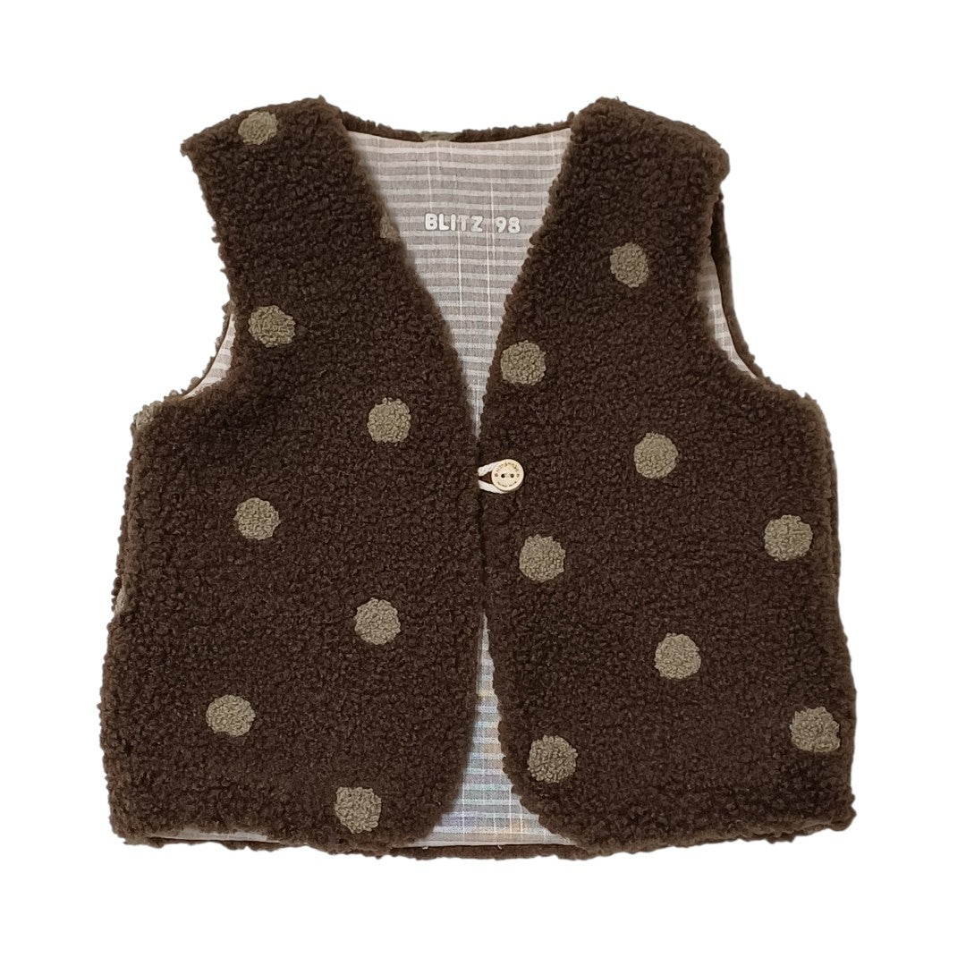Gilet teddy bruin dots
