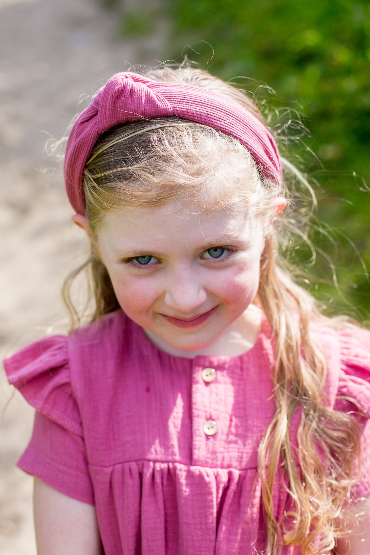 Haarband rib framboos