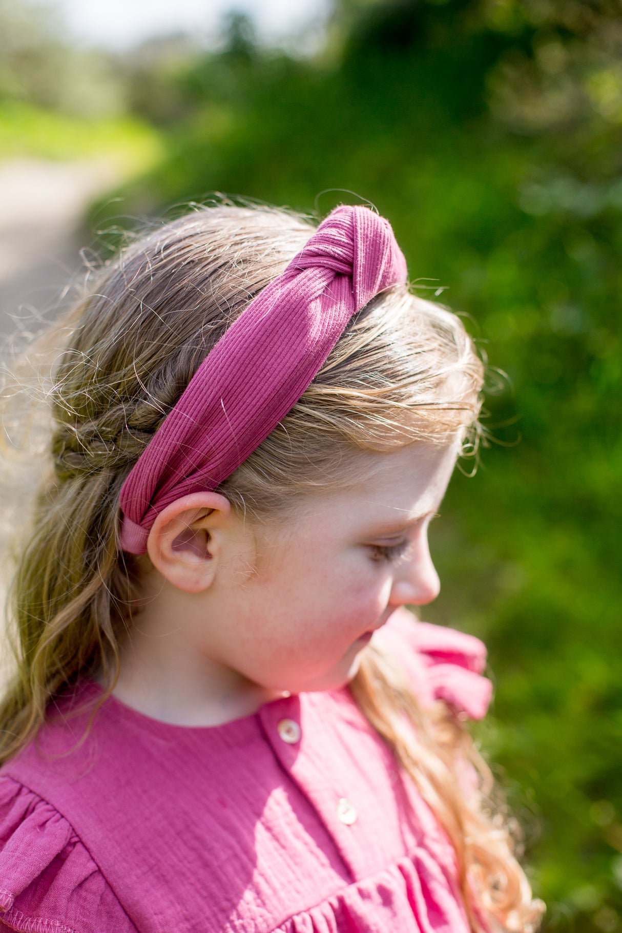 Haarband rib framboos