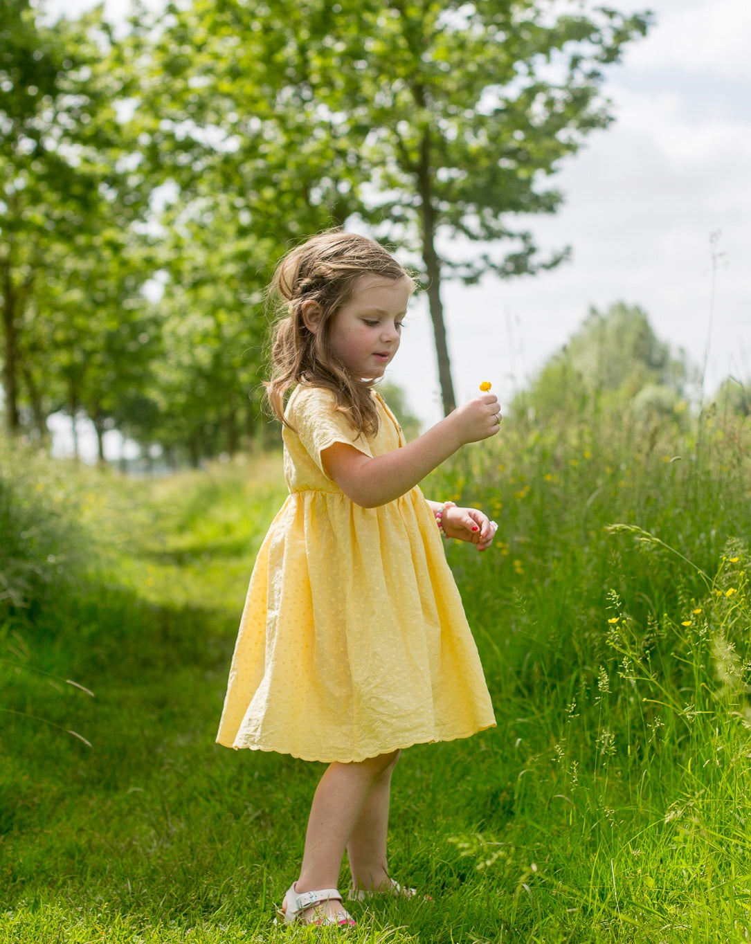 Jurk Jolie katoen geborduurd korte mouw