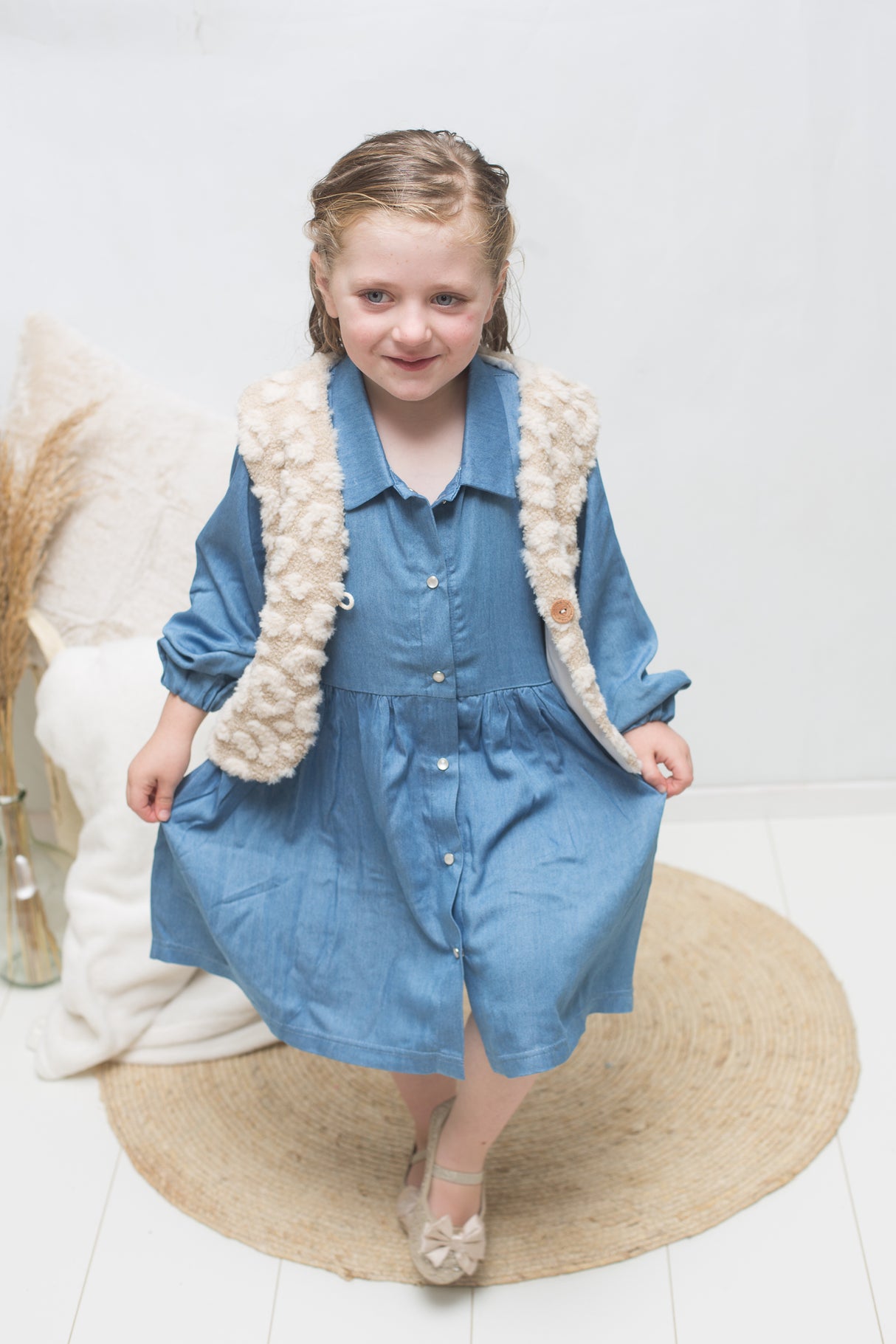 Gilet teddy panter beige