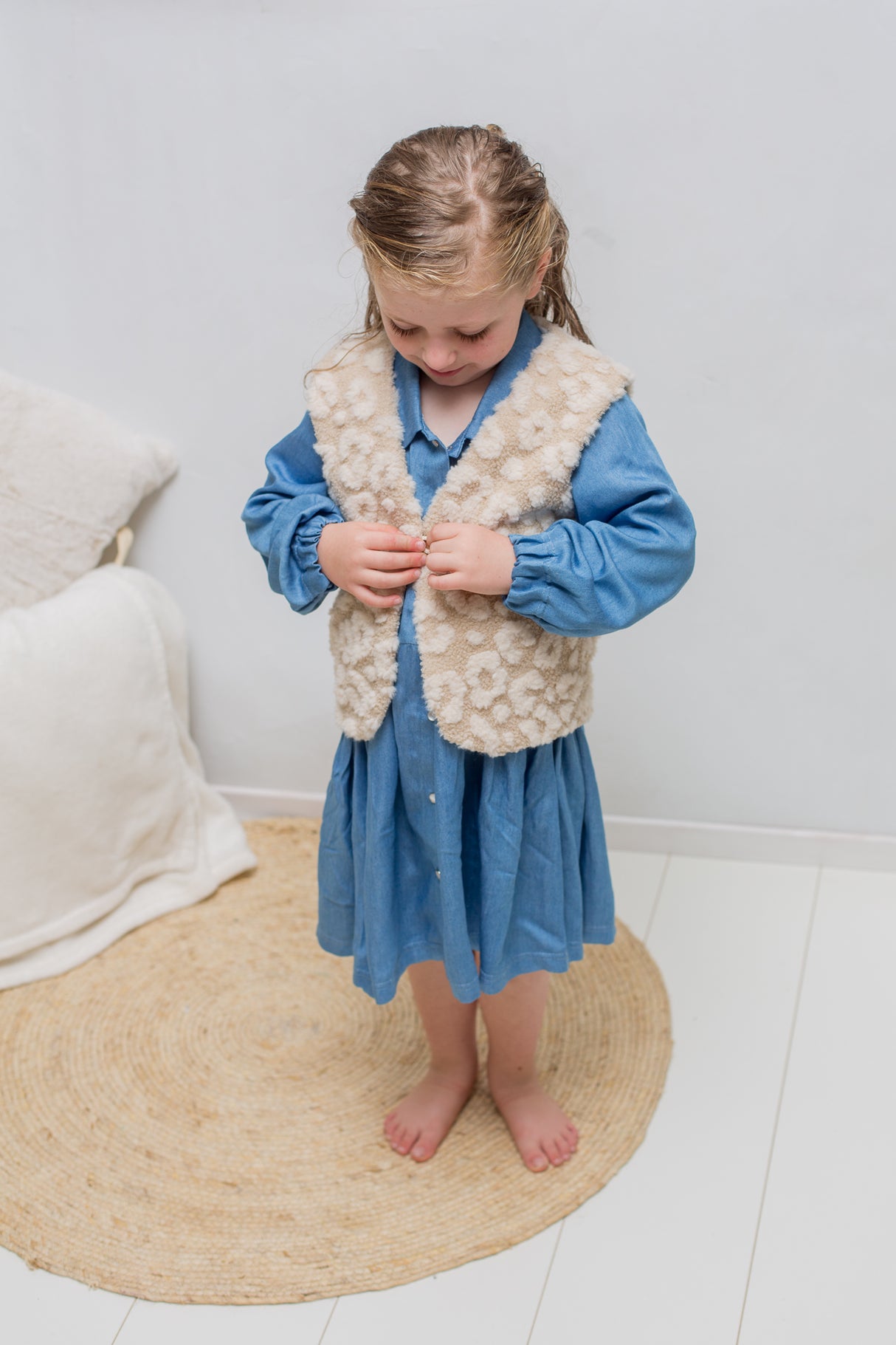 Gilet teddy panter beige