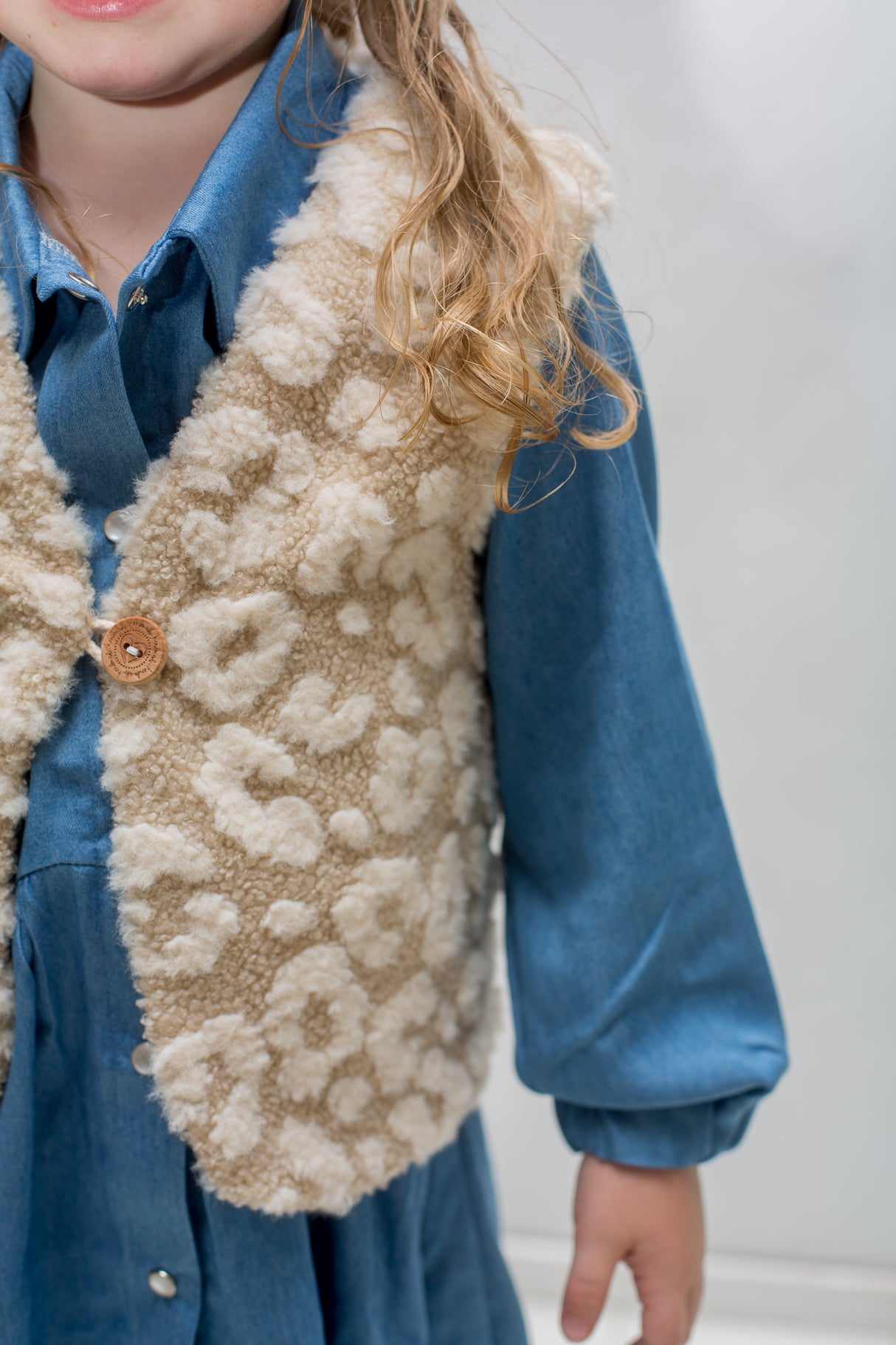 Gilet teddy panter beige