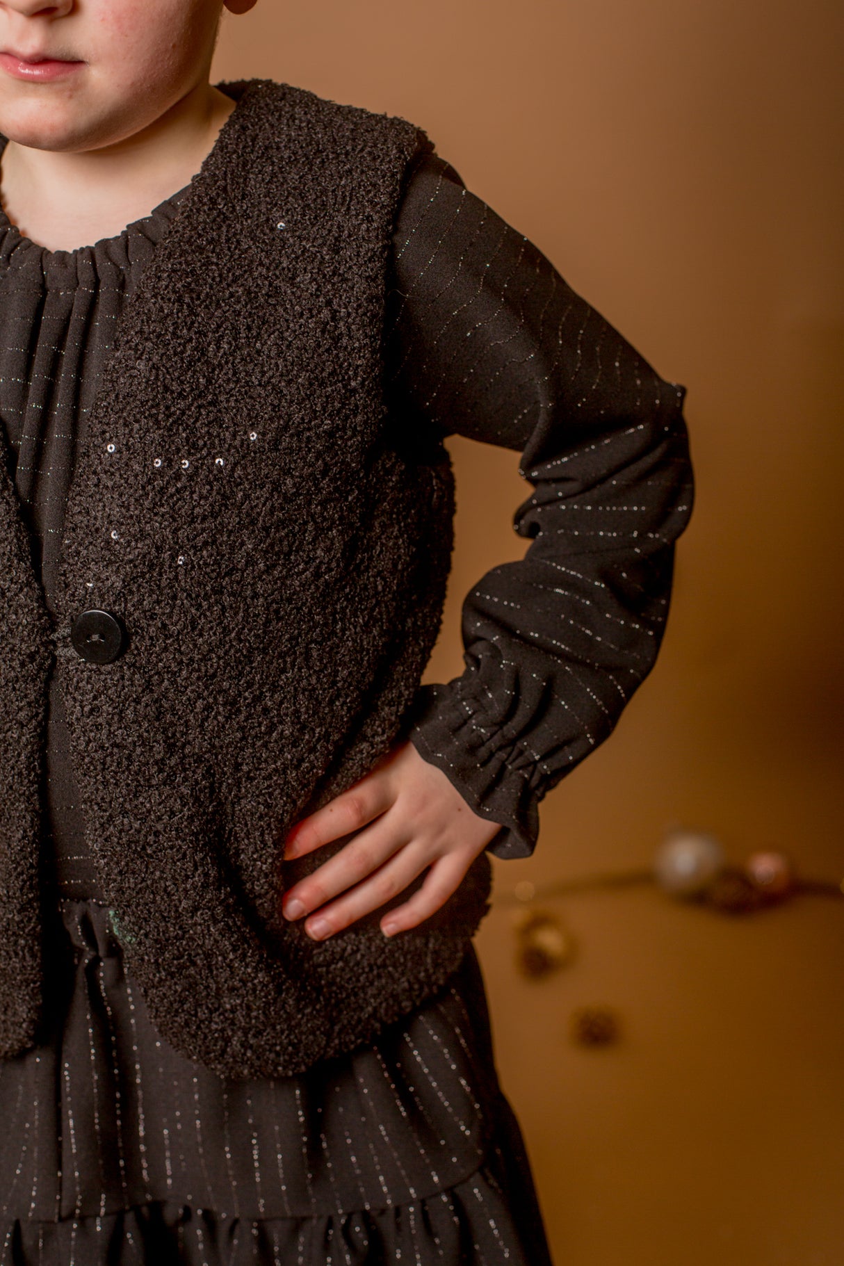 Gilet zwart glitter pailletten