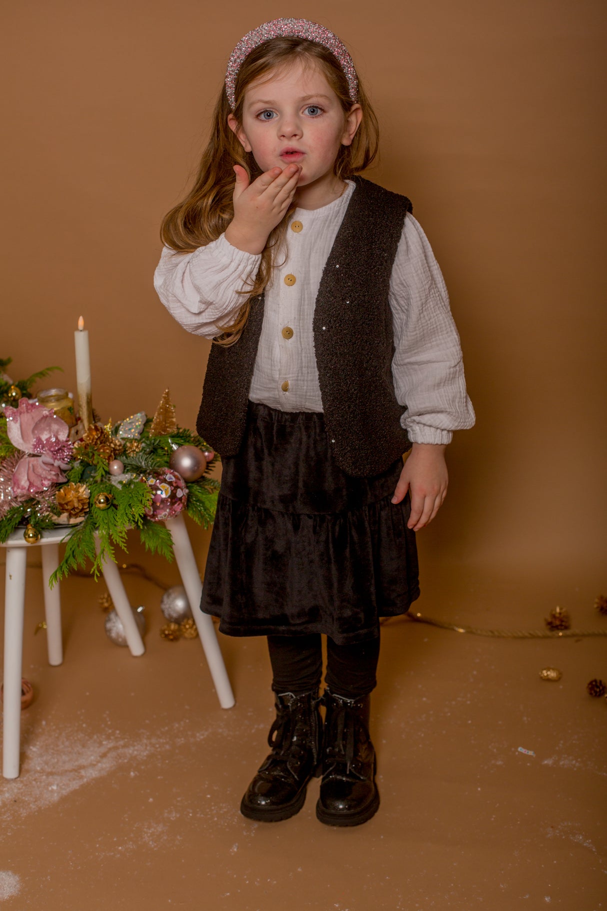 Gilet zwart glitter pailletten