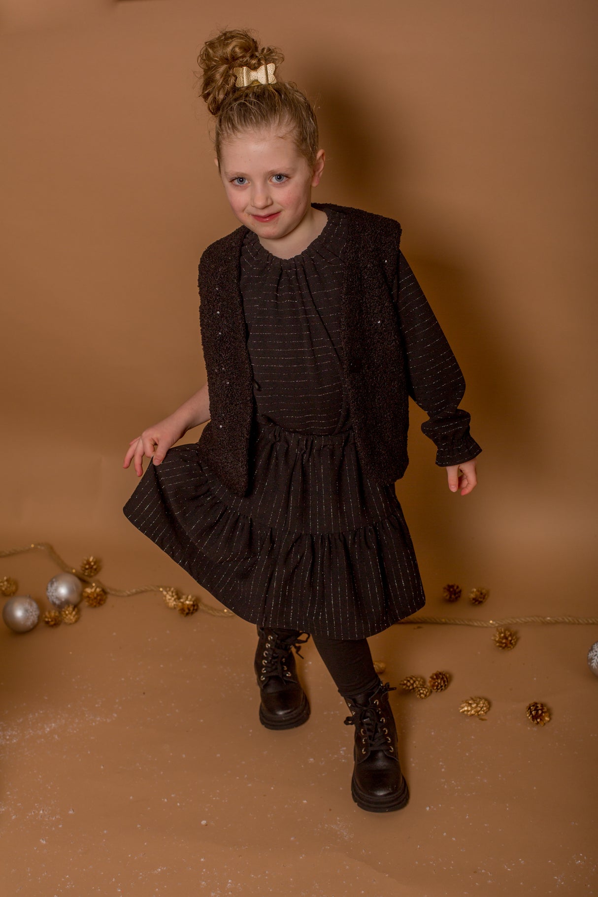 Rokje Belle zwart met glitter streep