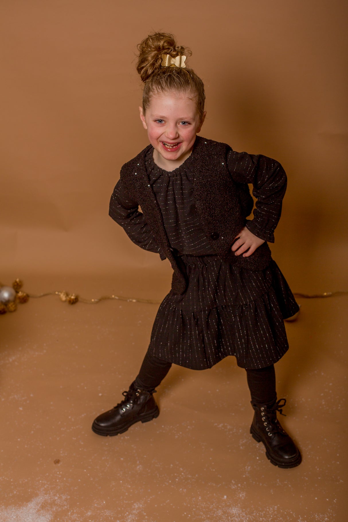 Top Fabiënne zwart met glitter streepje