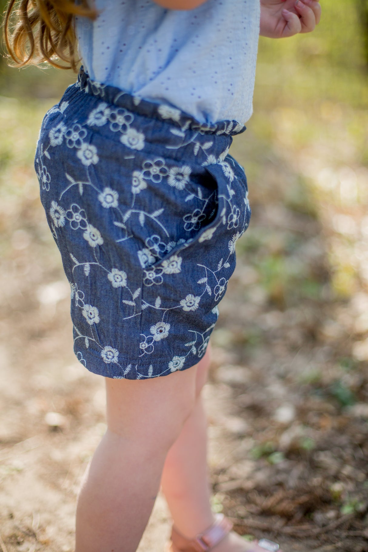 Short Diede jeans met bloem