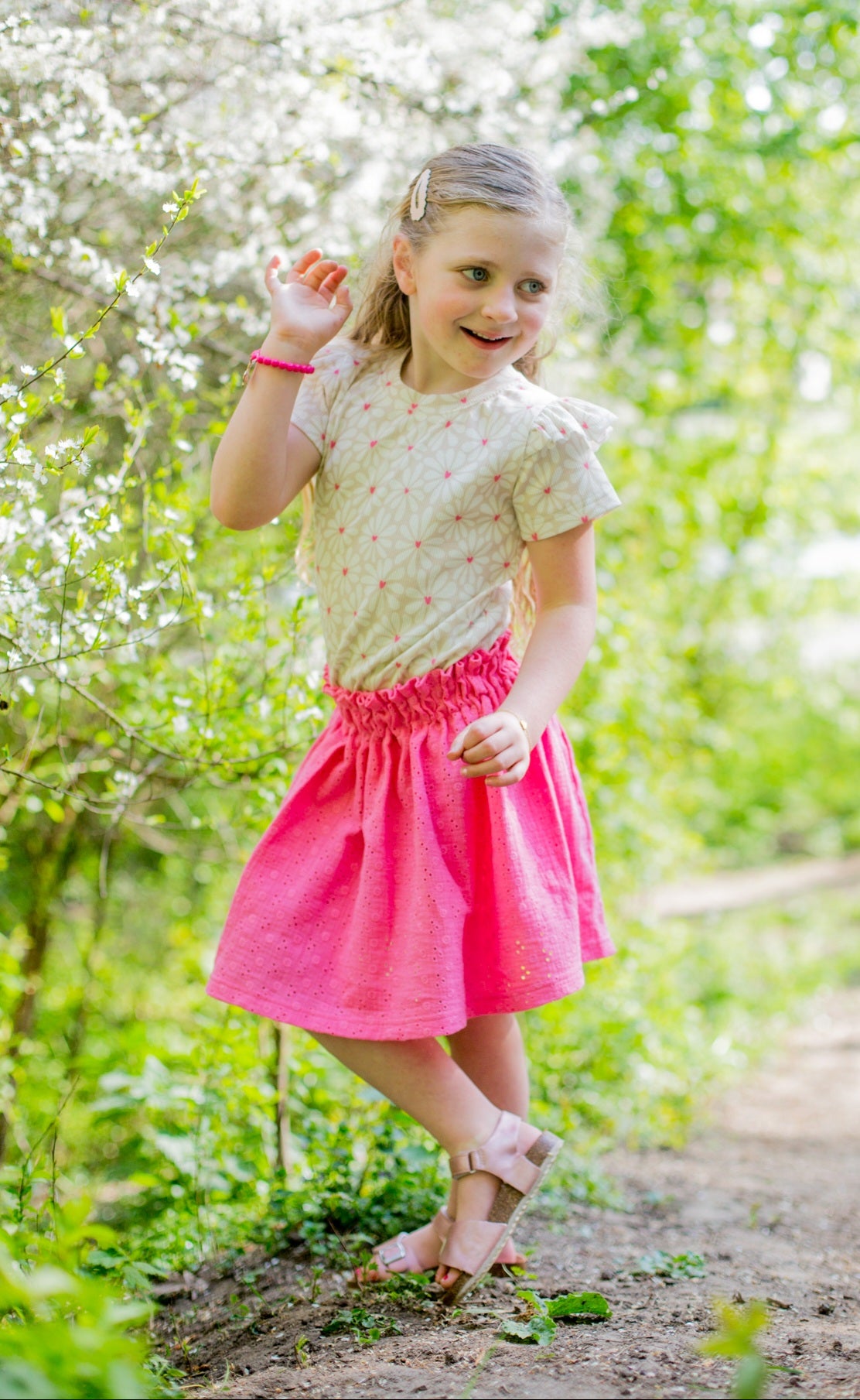 T-shirt Sam rib floral hearts