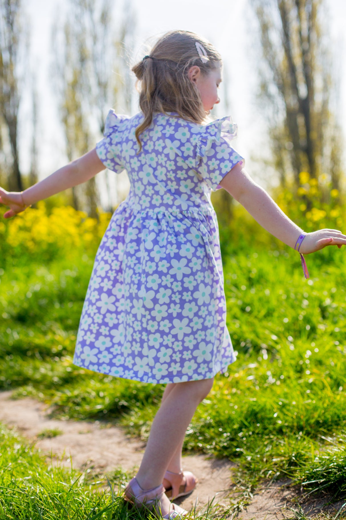 Jurk Kiki bloemen op lila