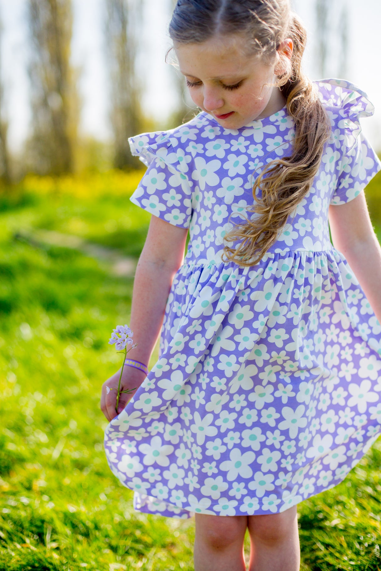 Jurk Kiki bloemen op lila