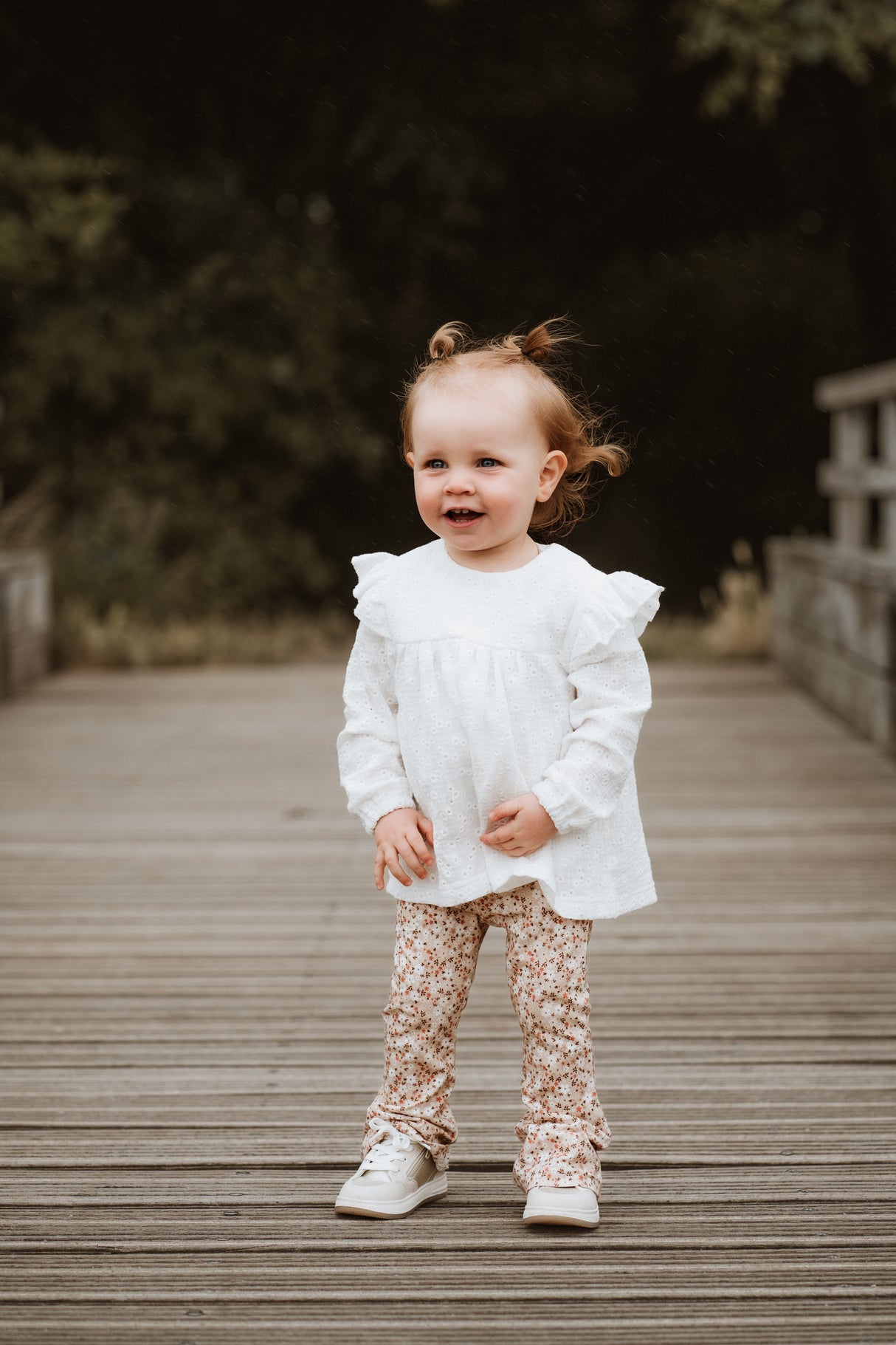 Flared broek floral beige