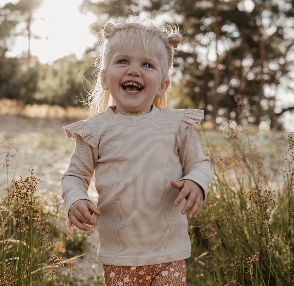 Longsleeve Puck zand/beige fijne rib
