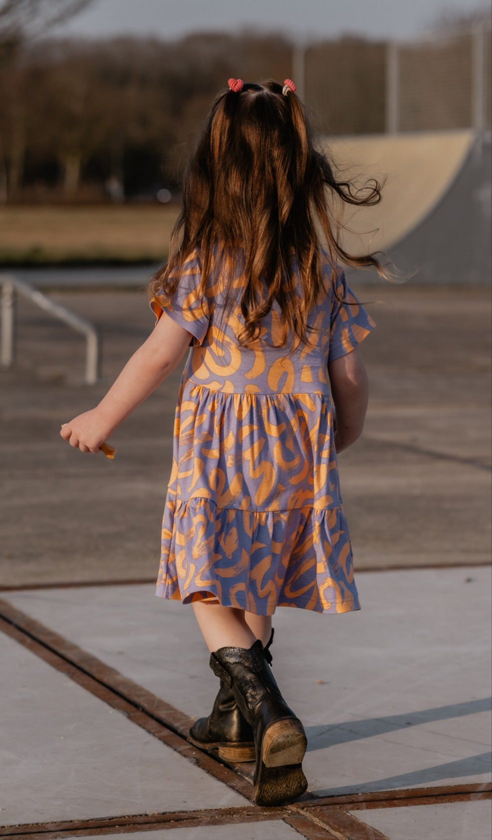 Jurk Isabelle graphic lila / oranje