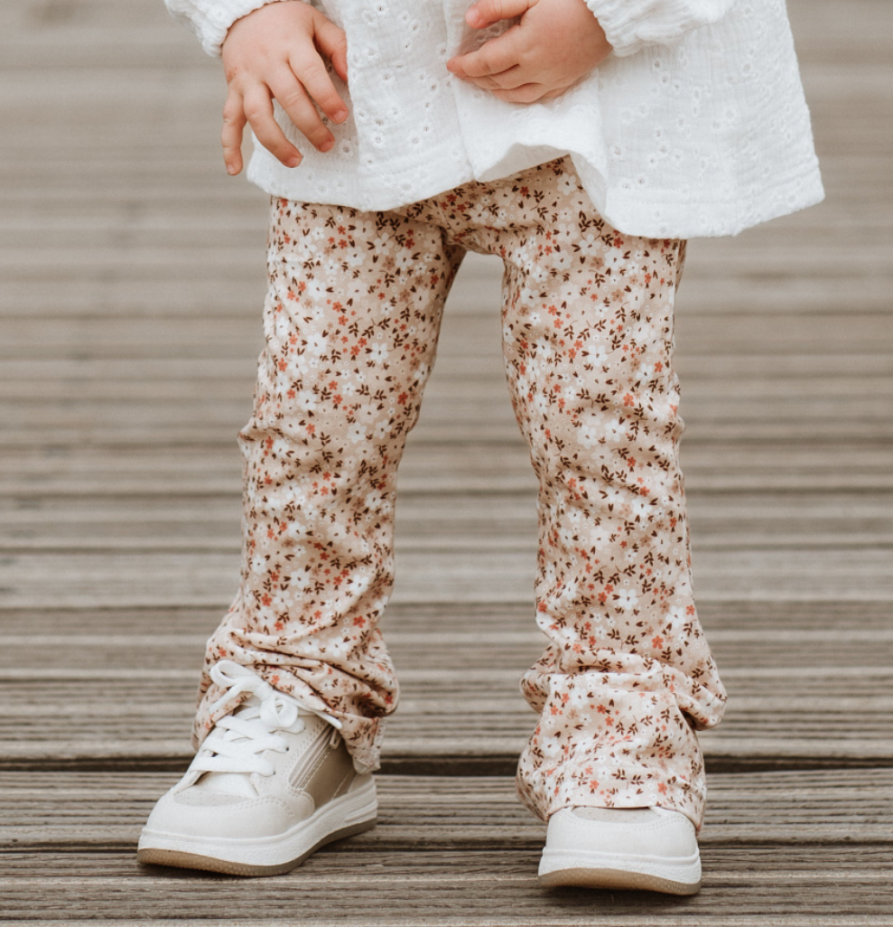 Flared broek floral beige