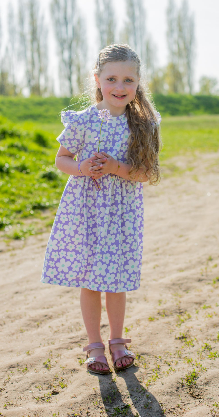 Jurk Kiki bloemen op lila