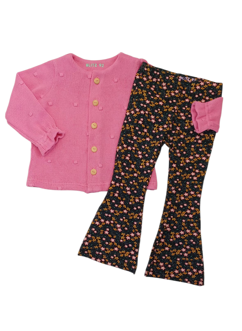 Vest Marie dots gebreid roze