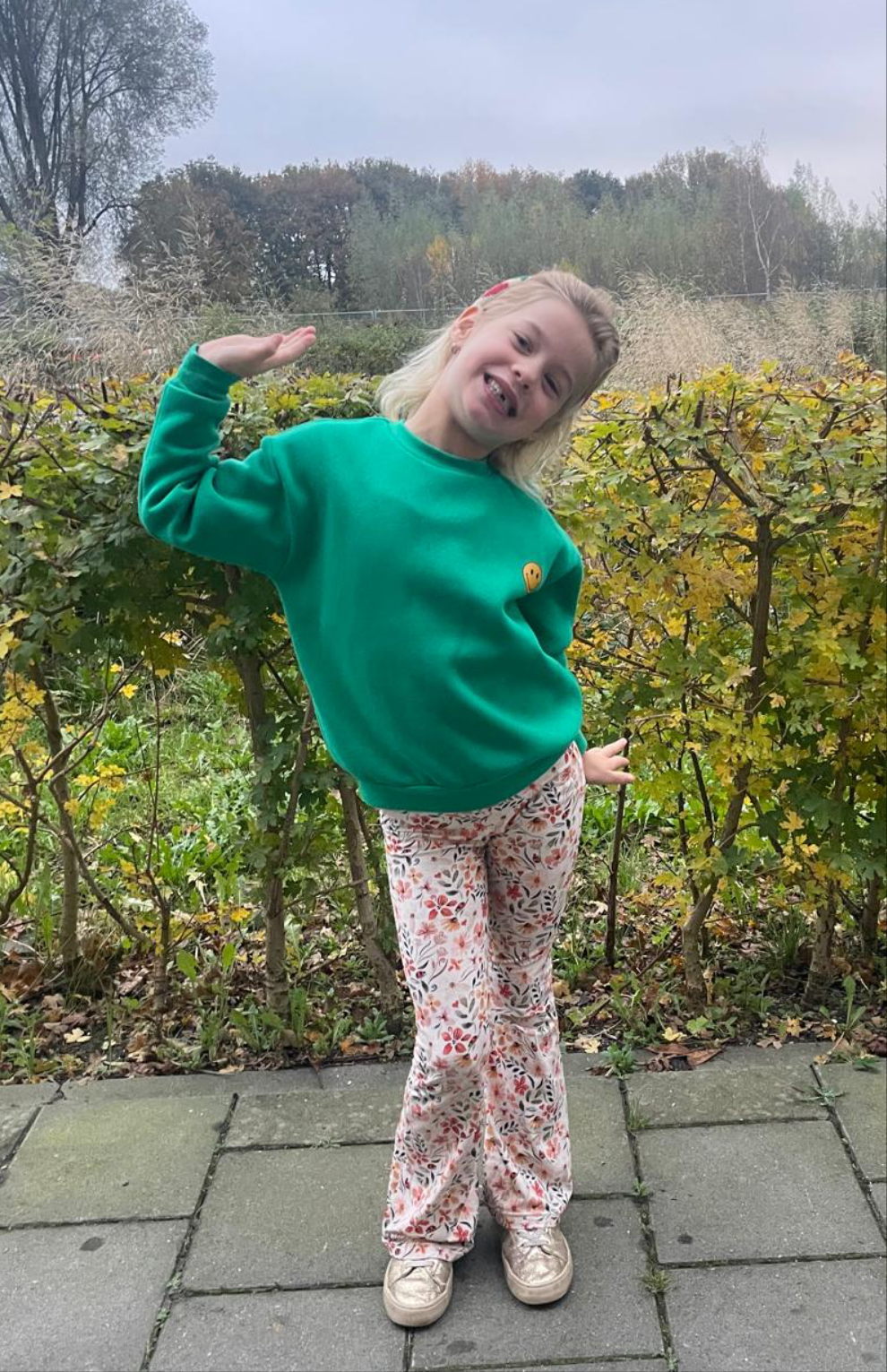 Sweater Leen groen Smile!