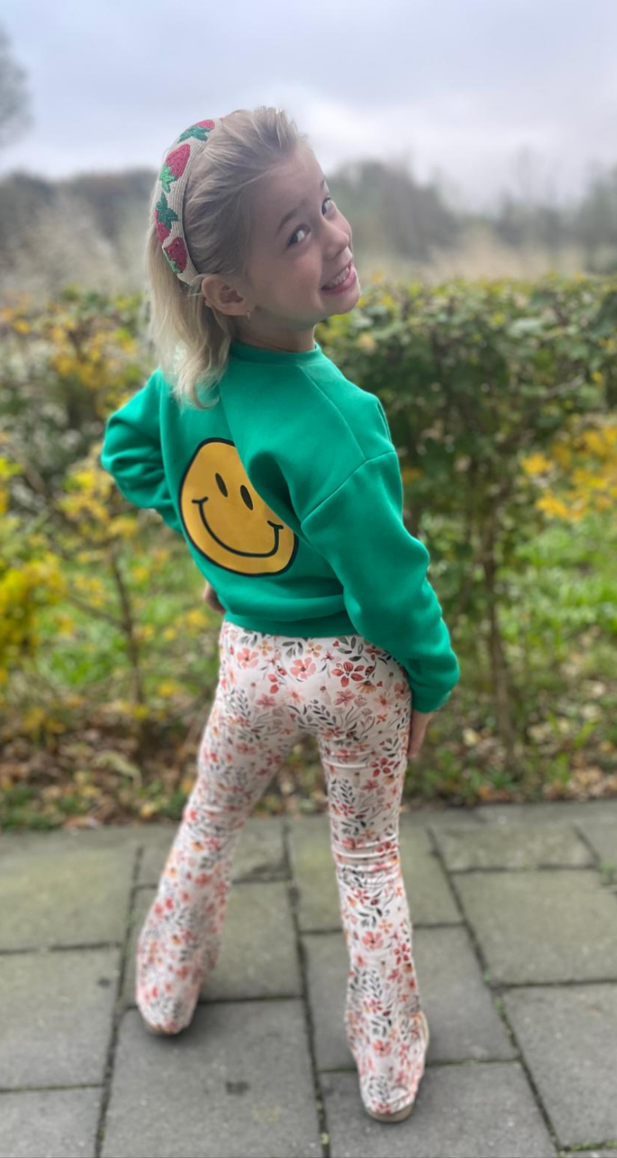 Sweater Leen groen Smile!