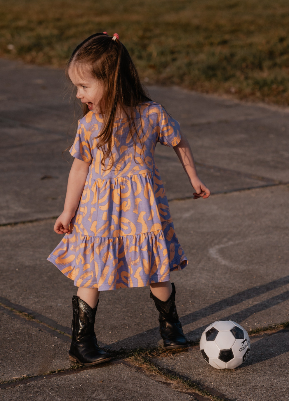 Jurk Isabelle graphic lila / oranje