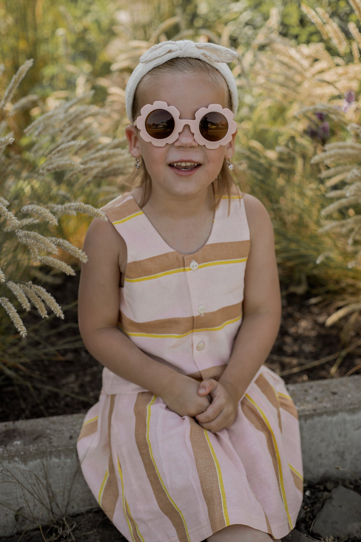 Top Esmee roze linnen met streep