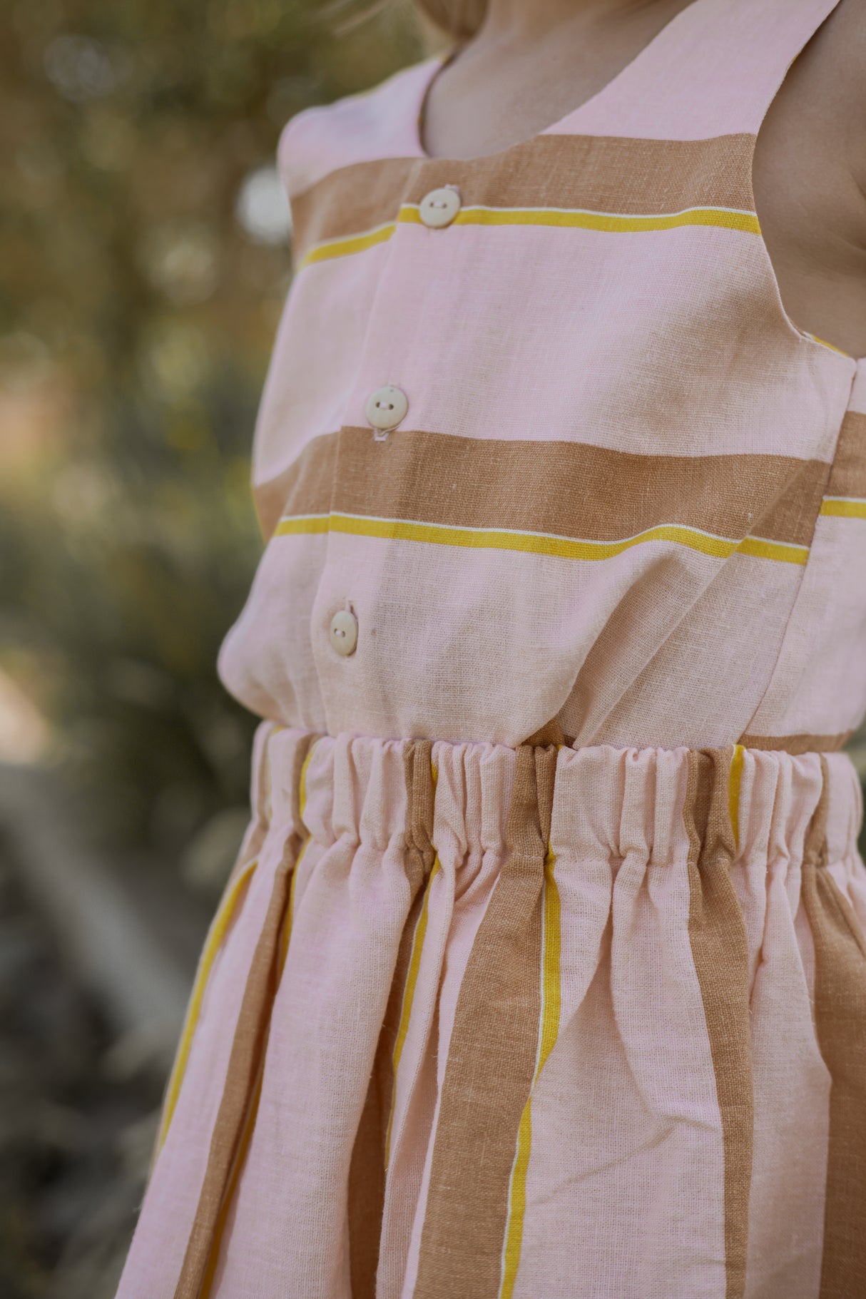 Top Esmee roze linnen met streep