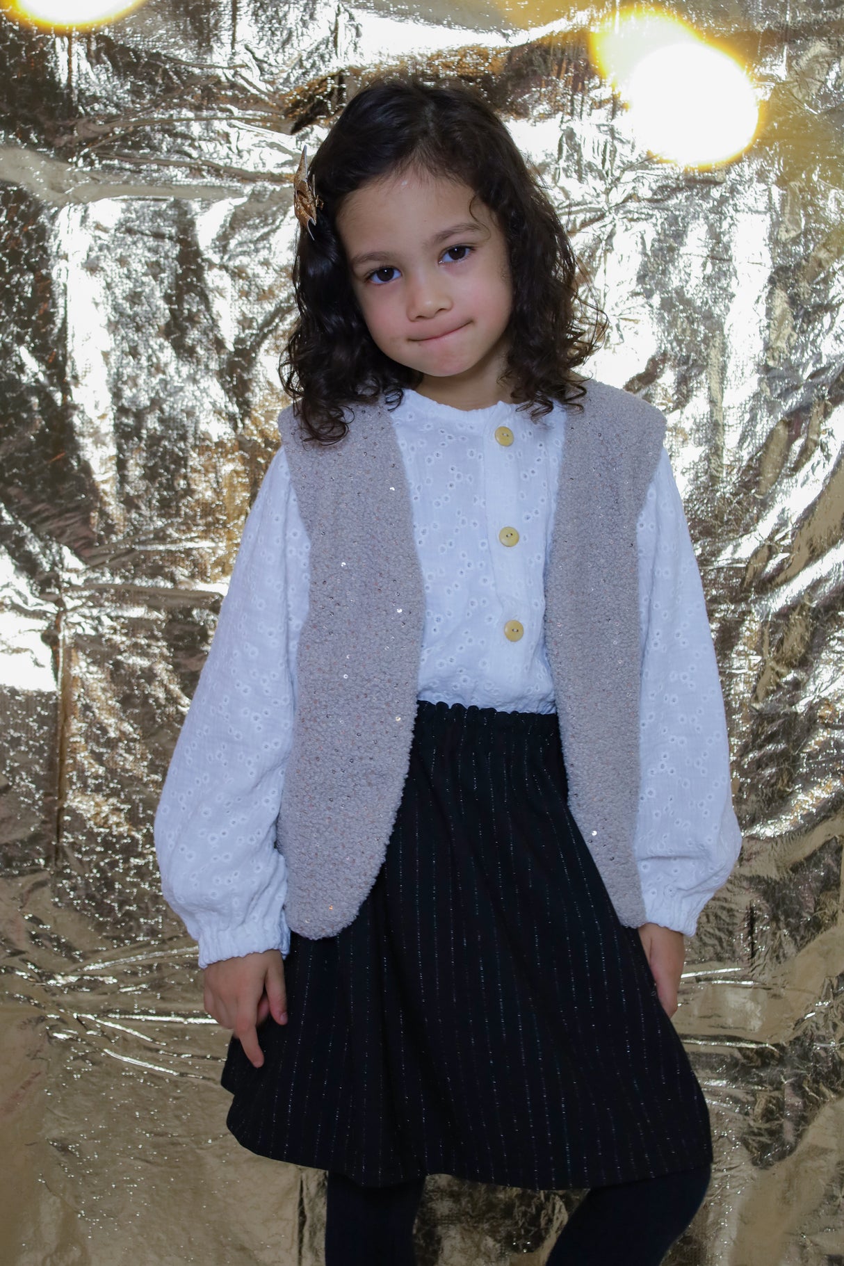 Gilet zand glitter pailletten