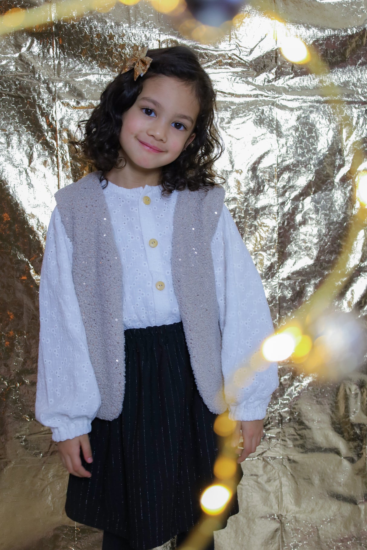 Gilet zand glitter pailletten