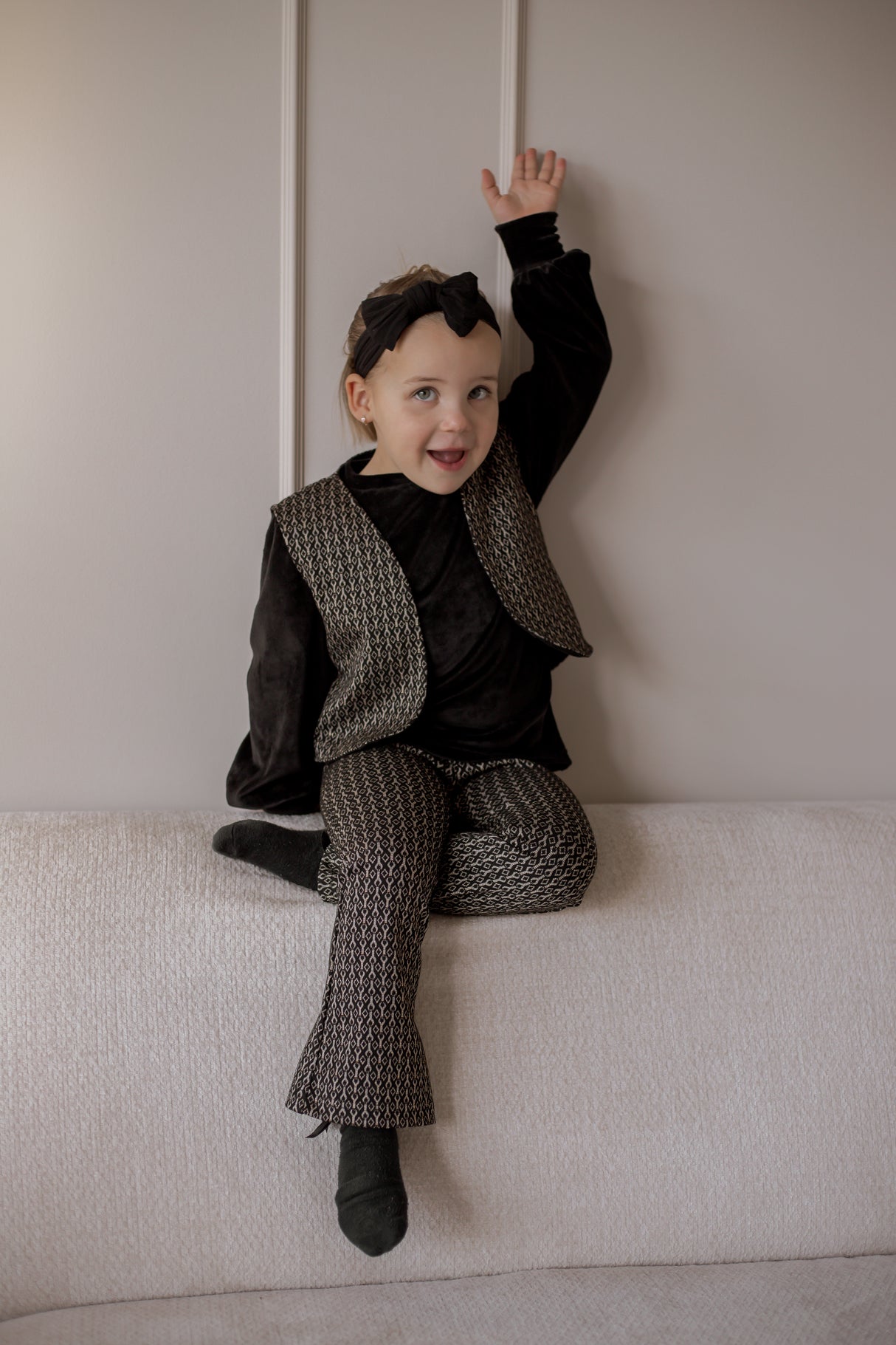 Flared broek zwart/goud met glitter