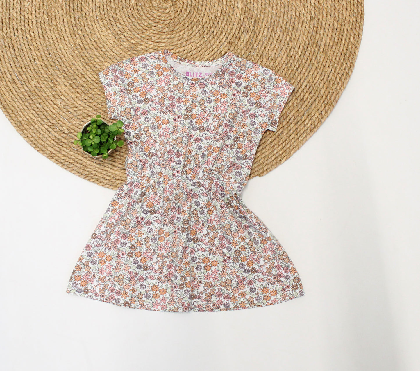 Jurk Bibi korte mouw bloemenprint