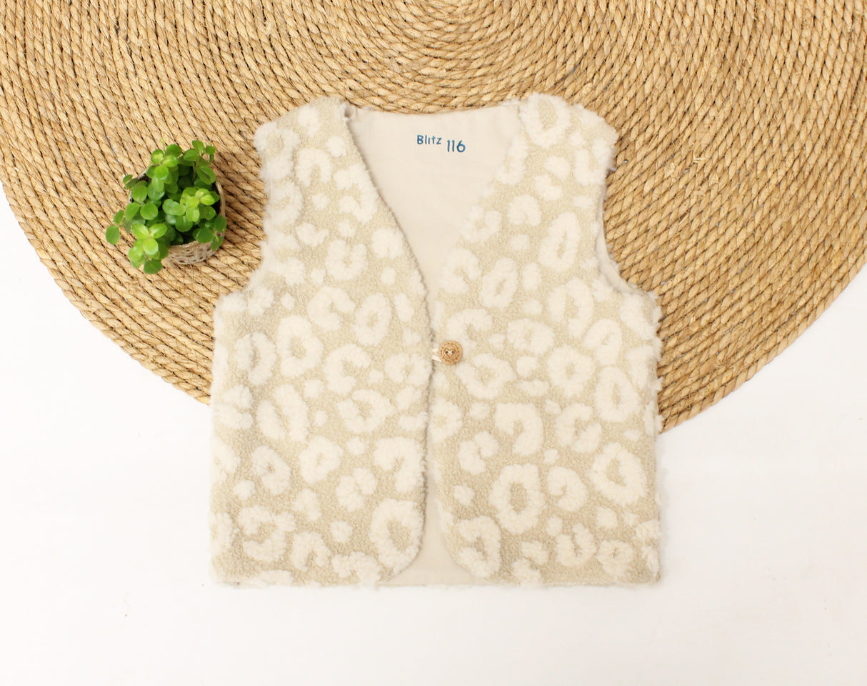 Gilet teddy panter beige
